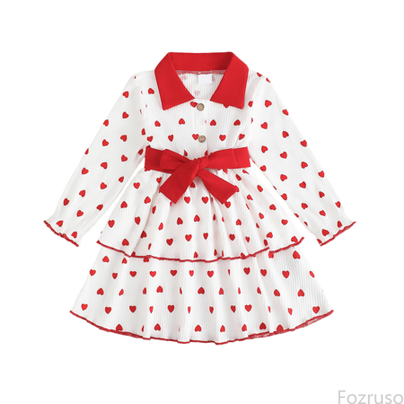 Fozruso Girls Dresses for School Stylish Girls Knit Dress Long Sleeve Sweetheart Print Two Piece Outfit For And Fall Seasons With Floral Design Sizes 2-3 Years