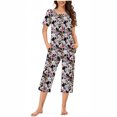 thumbnail image 1 of Qiopertar Ensemble de Pyjama à Manches Courtes et Col Rond pour Femmes avec Poches, Livraison Gratuite, 1 of 6