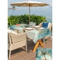 thumbnail image 6 of 60x102 Inch Outdoor Tablecloth with Umbrella Hole Zipper Rectangle Coastal Beach Tree Rectangular Tablecloths Outside Waterproof Summer Vintage Tropical Plant Patio Table Cloth Cover for Picnic Party, 6 of 8