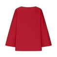 thumbnail image 6 of Otntypg Oversized Linen Shirts for Women Long Sleeve Plus Size Tops Gauze Split Side Casual Dressy Blouses Lightweight Crew Neck Loose Cotton Tunic Tops Red M, 6 of 7
