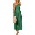 thumbnail image 3 of Franhais Women High Waist Romper, Sleeveless Off-Shoulder Neck Solid Color Wide-Leg Trousers, 3 of 9