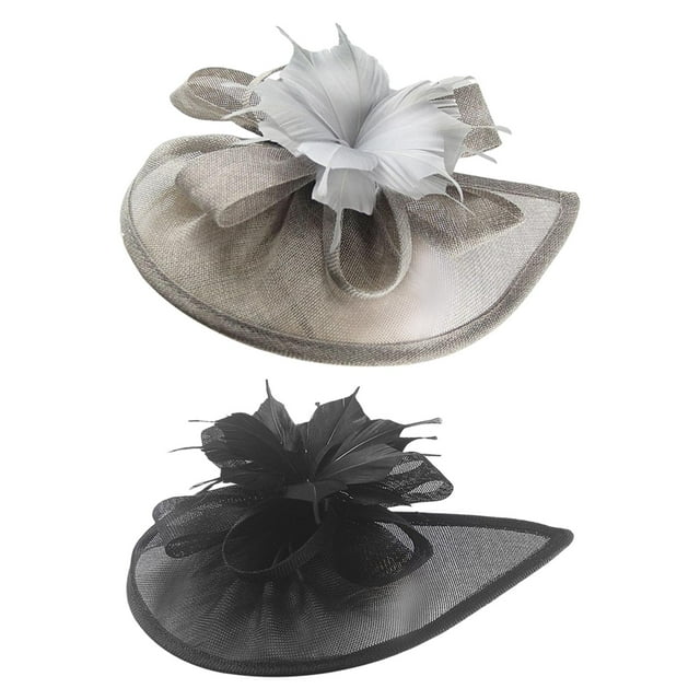 Sombrero tocado jinwen Fascinator Hat Headwear Estilo Vintage Cóctel Gris Negro