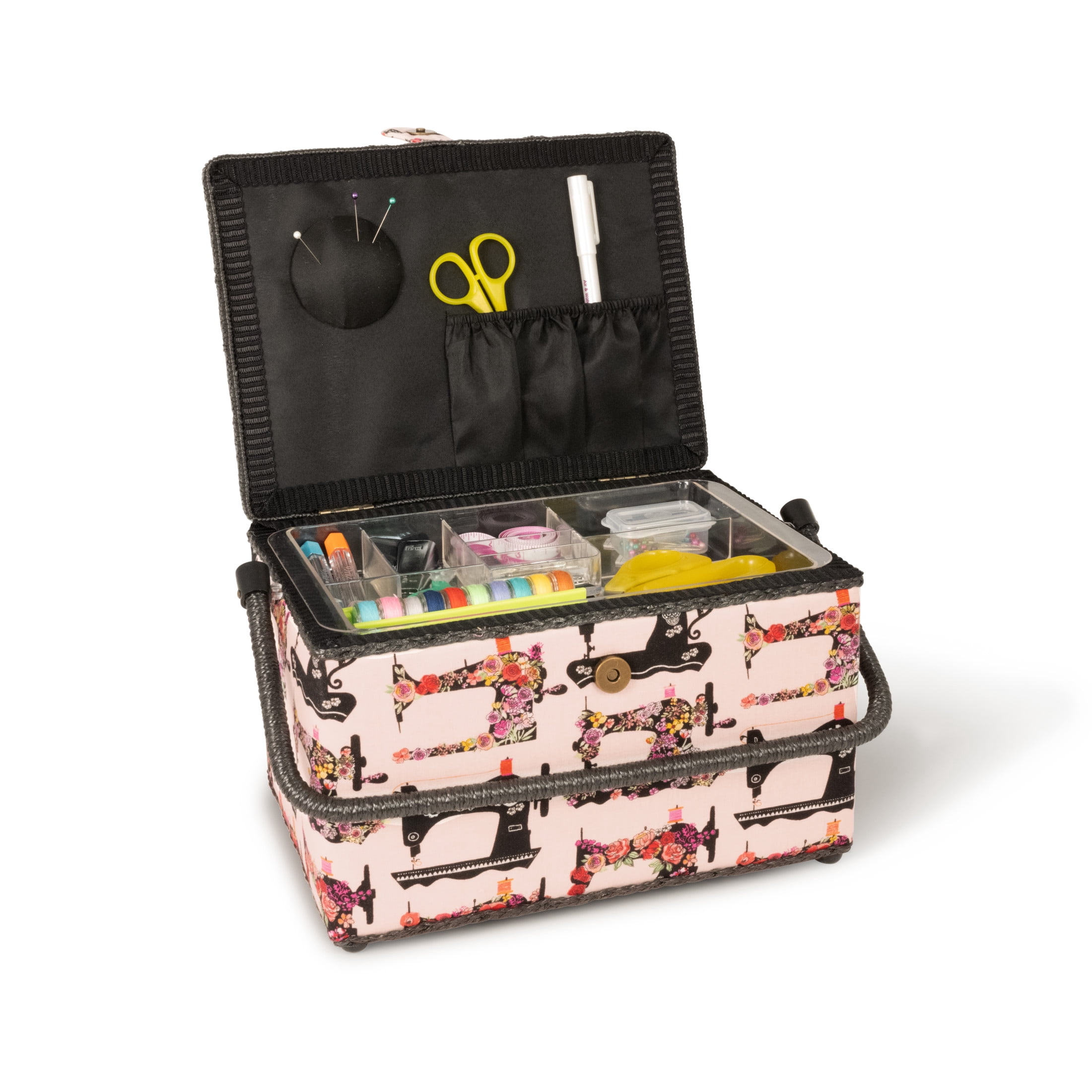 Dritz Large Sewing Basket, Pink Sewing Machines
