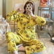 thumbnail image 1 of Conjunto de Pijama de franela para Mujer, ropa de dormir de terciopelo a rayas con estampado de amor, 2 piezas, Otoño e Invierno, 1 of 4