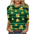 thumbnail image 2 of Ounisa Womens Tops 3/4 Sleeve St. Patrick's Day T-Shirts Crew Neck Spring Graphic Tee Clothes, 2 of 7
