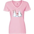 thumbnail image 3 of Inktastic Snowman Stickup with Hairdryer Women's V-Neck T-Shirt, 3 of 5