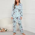 thumbnail image 2 of Kuromi And My Melody Women Pajamas Set Long Sleeve Sleepwear Button Down Nightwear Soft Pjs Set with Pockets, 2 of 7