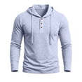 thumbnail image 4 of Ulitacool Men T Shirt Hooded Tee Shirts Long Sleeve Pullover Top With Pocket Blend Athletic Training Gym Workout Streetwear Classic Clothes Blue, 4 of 8