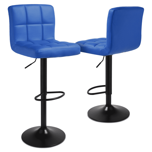 RTRWDC 2 Pcs Blue Adjustable Swivel Bar Stools, Faux Leather Seat, Metal Frame with Gas-Lift & Footrest, 250lb Weight Capacity, Counter Height Chairs for Kitchen Island