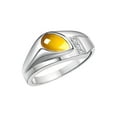 thumbnail image 3 of RYLOS Men's Rings 14K White Gold Ring - Timeless Pear Shape Cabochone Gemstone & Diamonds - Tear Drop Cabochon CITRINE Rings For Men Size 10, 3 of 6