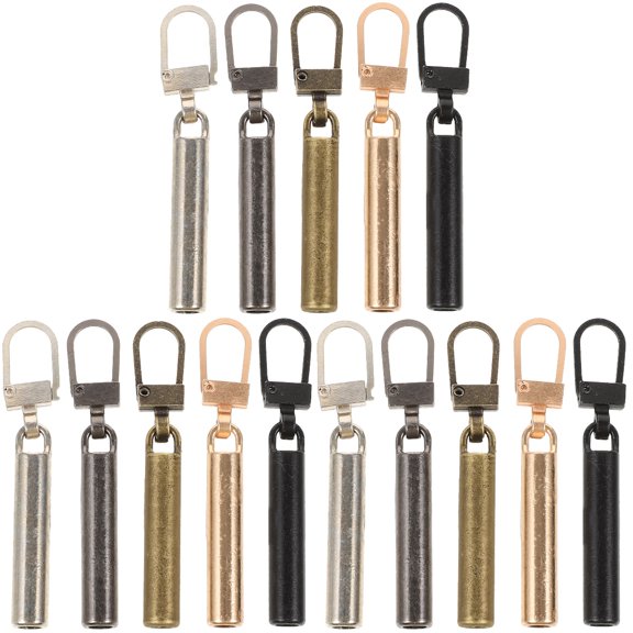Zipper Pull Replace Suite Kit Detachable Heads Zippers for Jackets Practical Pullers 15 Pcs