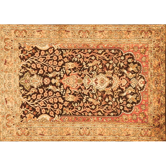 Ahgly Company Indoor Rectangle Animal Orange Traditional Area Rugs, 5' x 7'