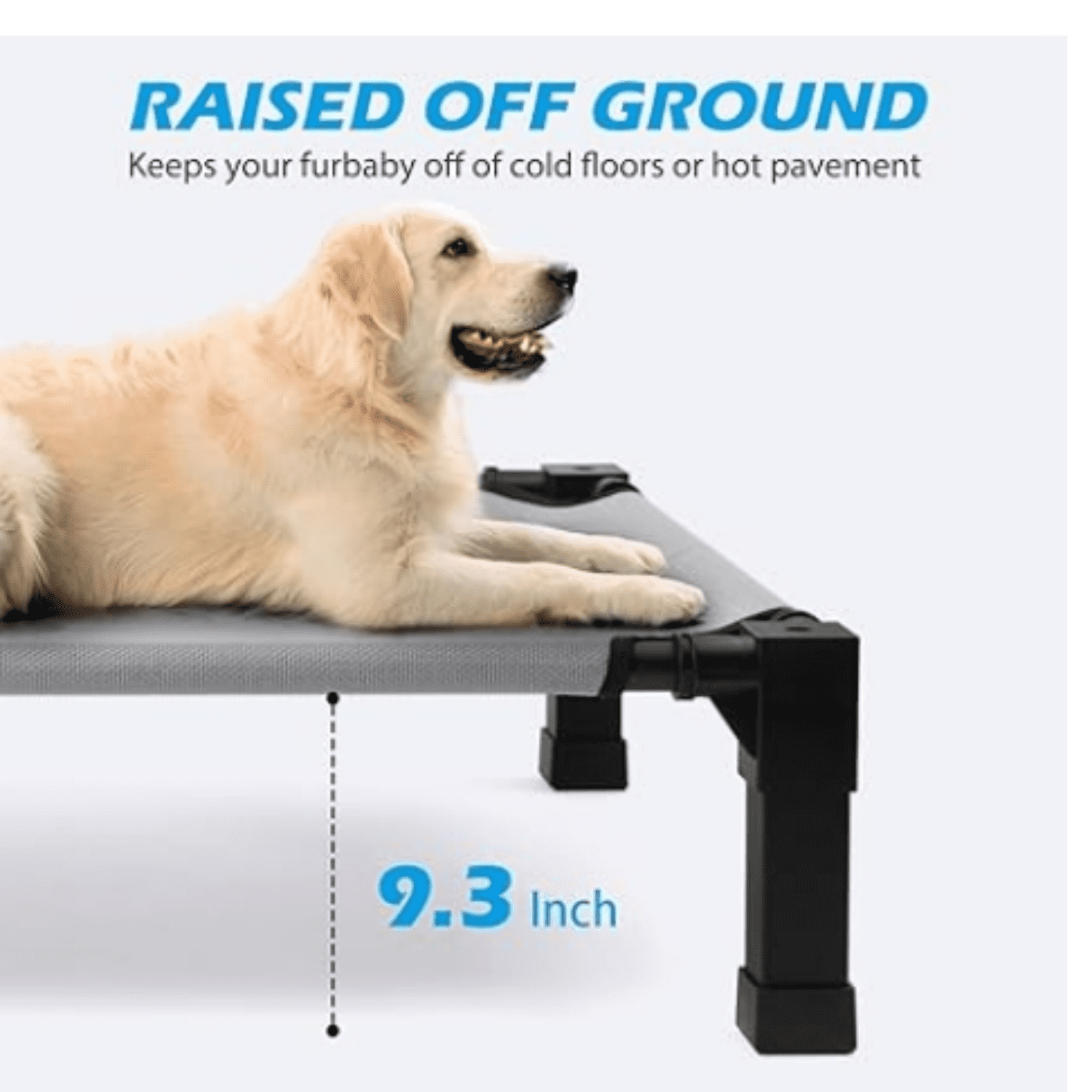 Cooling Elevated Dog Bed, Raised Dog Bed with Washable Breathable Mesh and Metal Frame, Portable Dog Cot Bed with No-Slip Feet for Outdoor and Indoor Use, Grey