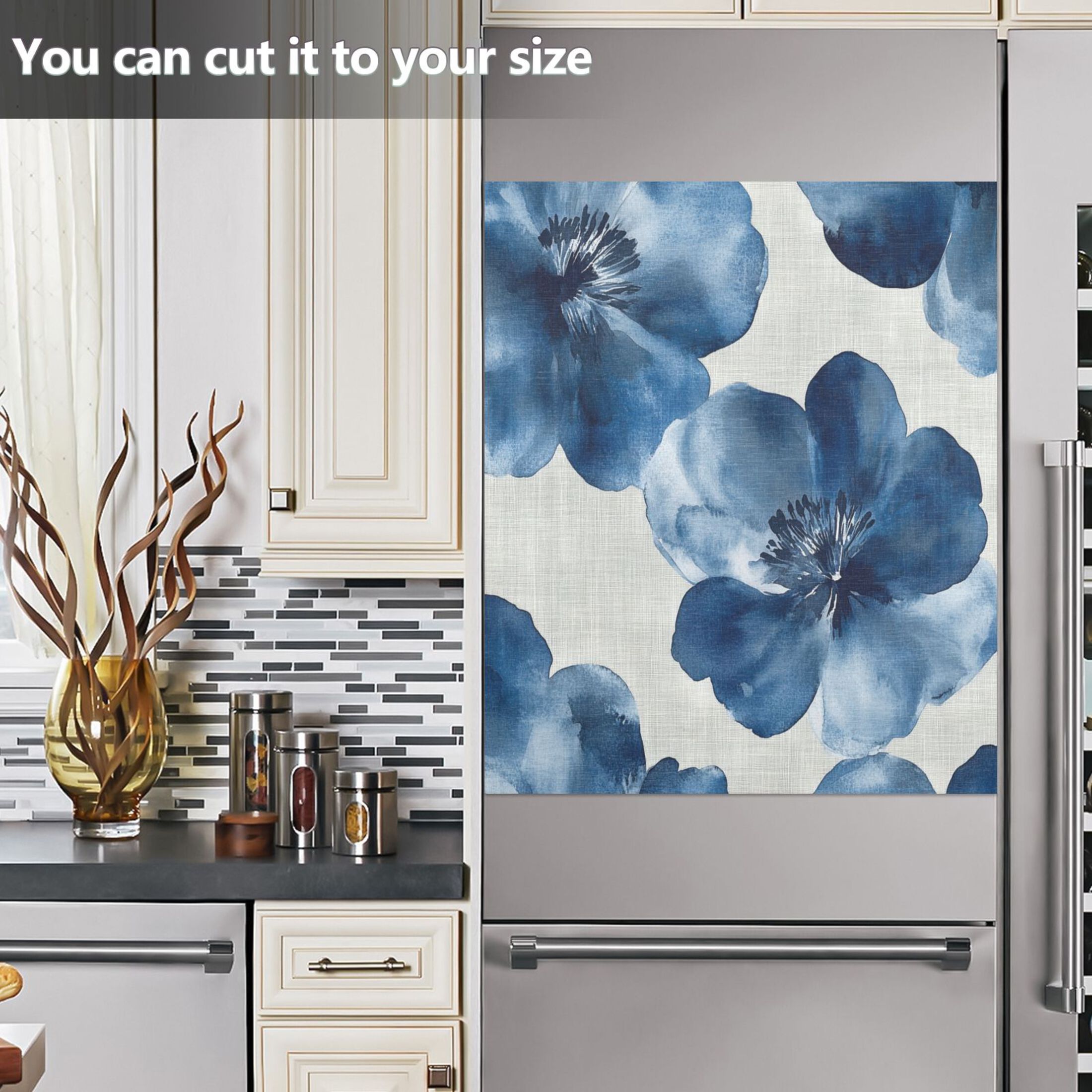 Dishwasher Magnetic Sticker 23x26 Inch Refrigerator Magnetic Sticker Washing Machine Magnetic Sticker Kitchen Panel Magnetic Sticker Home Decor Super Beautiful Blue Flowers