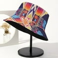 thumbnail image 3 of Retro Seau Chapeau Coloré Graffiti Motif Double Face Wearable Bassin Chapeau Été Plage Voyage Extérieur Chapeau de Soleil Hommes Femmes Réversible Pêcheur Chapeau, 3 of 9