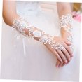 thumbnail image 4 of COMPUKAS Wedding Gloves for Bride White Full Finger Lace Design Fashionable and Comfortable, 4 of 5