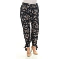 thumbnail image 3 of MAISON JULES Womens Navy Floral Pocketed Tie Pants L, 3 of 4