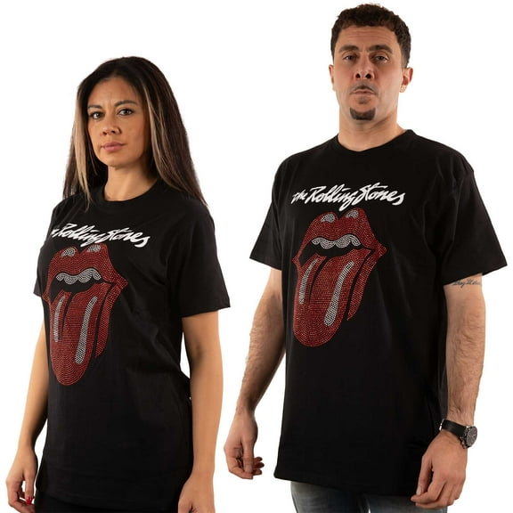 The Rolling Stones Unisex T-Shirt Logo & Tongue (Diamante) (Large)
