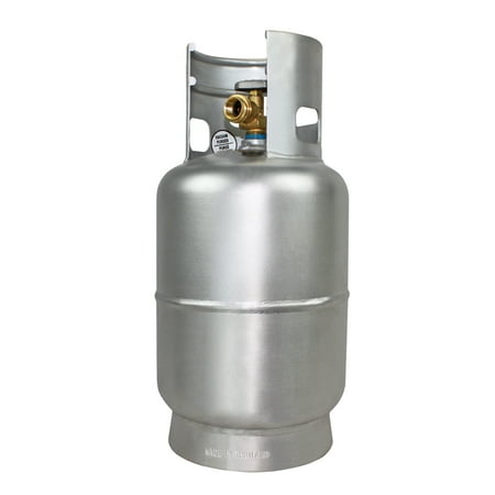 Flame King 10lb Aluminum Propane Tank with OPD Valve, Corrosion-Resistant, Outdoor Grilling and RV Use - Silver