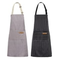 thumbnail image 1 of Paquete de 2 delantales de cocina NLUS Ajustable y suave Color rayas negras y marrones, 1 of 1