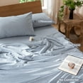 thumbnail image 2 of MooMee 100% Washed Cotton Duvet Cover Set Twin Size Linen Like Textured Breathable Lightweight Soft 2-Piece (Cornflower Blue, 68"x90"), 2 of 7