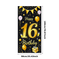 thumbnail image 3 of Black Background Happy 16 Birthday Banner with Golden Balloons Stars and Bunting Party Supplies Photo Backdrop Decoration for Birthday Parties Celebrations Photography Props, 3 of 7