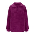 thumbnail image 4 of tarylea Fall Tops for Women Half High Neck Half Zipper Pullover Double Side Fleece Tops with Pockets Solid Color Casual Loose Tops, 4 of 9