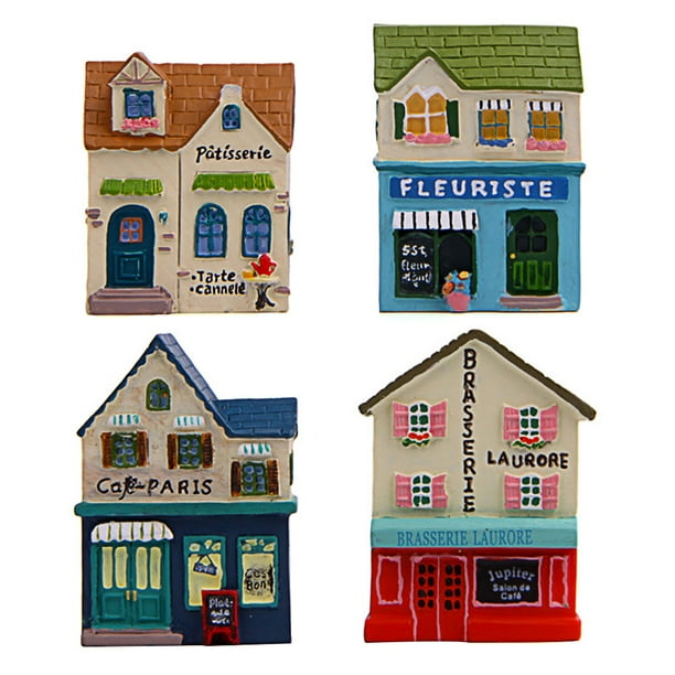 4 casas de jardín de hadas en miniatura, minicasa de resina, micropaisaje, decoración