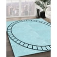 thumbnail image 3 of Ahgly Company Tapis Rond Lavable en Machine Intérieur Transitionnel Bleu Électrique, 5 Pieds Rond, 3 of 7