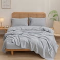 thumbnail image 2 of BESTOUCH Fitted Sheet Only 100% Washed Cotton Linen Feel Easily Fits Deep Pockets up to 17 inch Solid Cornflower Blue King, 2 of 6