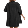 thumbnail image 6 of LYMAYTER Women Casual Outfits Linen Cotton Lapel Shirts Drawstring Shorts Lounge for Tracksuit Set XS-XL, 6 of 8