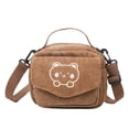 thumbnail image 1 of Bolsa bandolera de pana bordado oso estudiante chica pequeño de hombro (marrón) Likrtyny Para Estrenar, 1 of 6