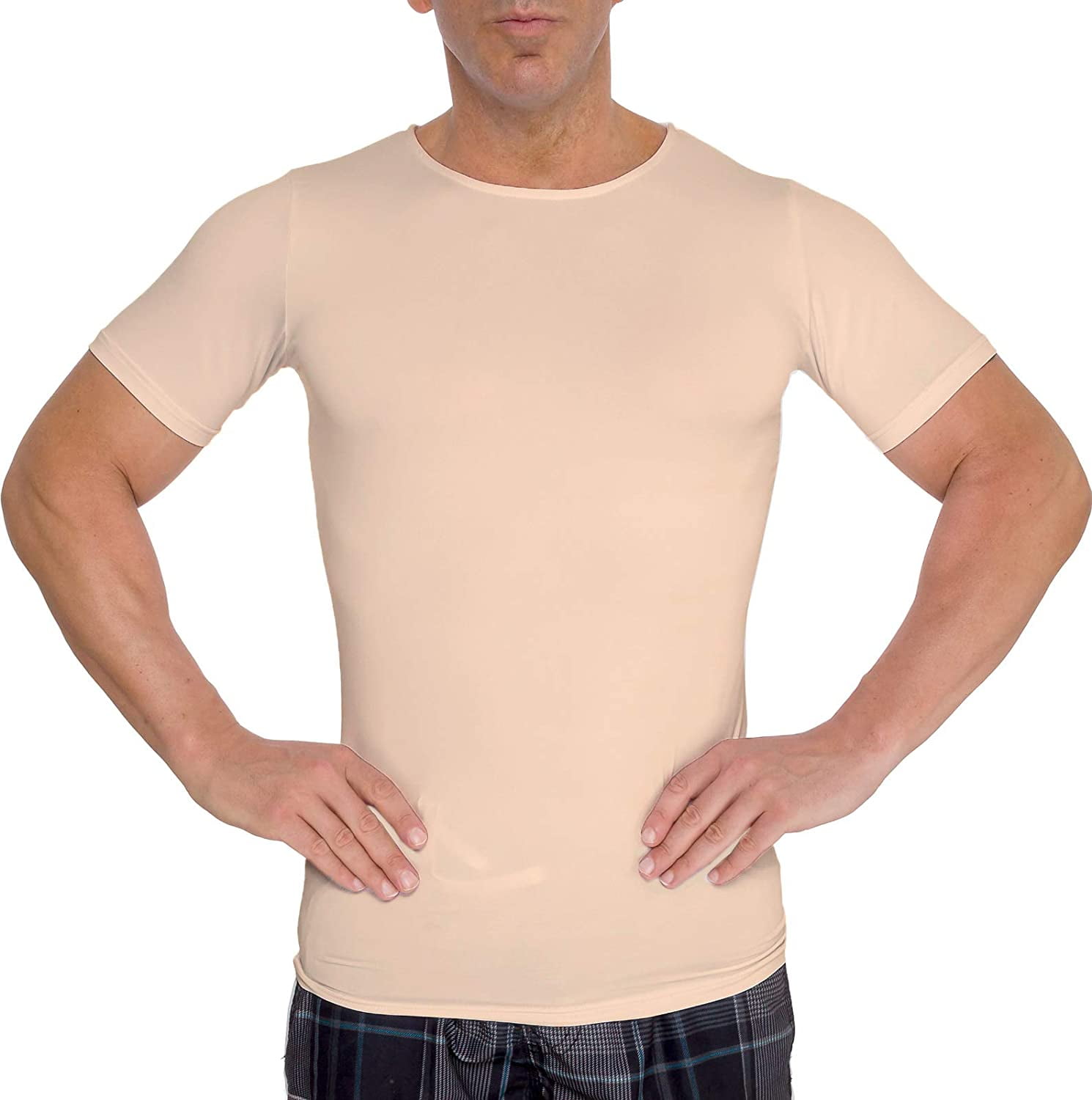 Slimming Tee LISH Mens Light Compression Crew Neck Shirt 2 Pack 