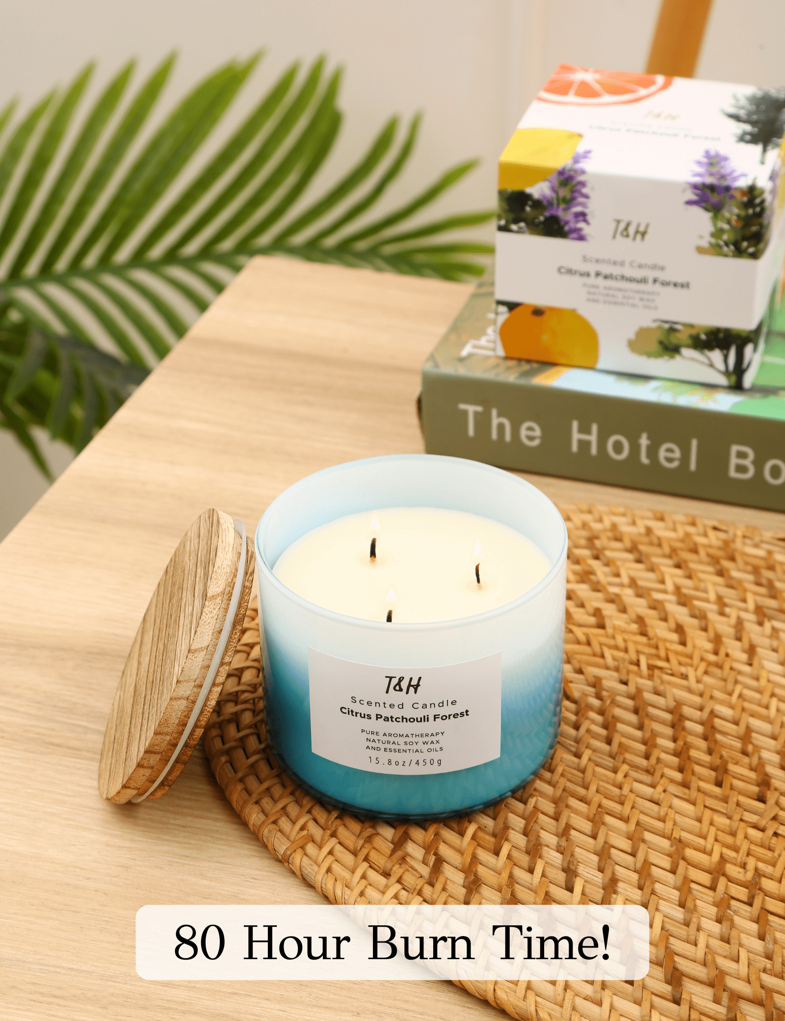 Citrus Patchouli Forest Scented Candle 3 Wick Aromatherapy Candle Long Lasting and Clean Burning Soy Candle for Men and Women Relaxing Candle for Home Scented