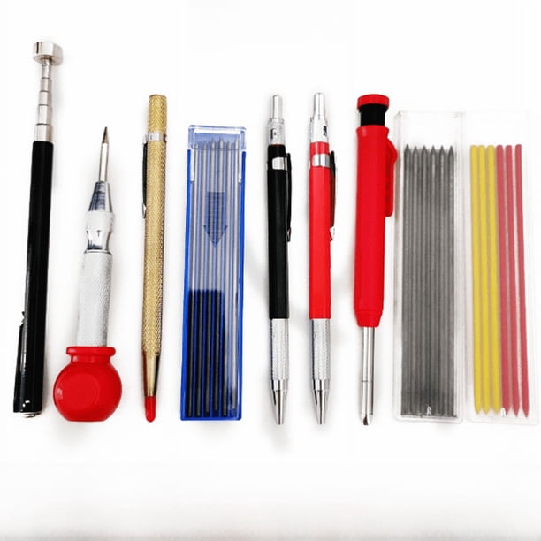 Juego de herramientas para trabajar la madera, bolígrafo para perforar en el centro, bolígrafo para trabajar la madera con orificios profundos, bolígrafo para marcar con núcleo de lápiz, juego de