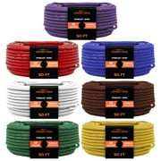 BEST CONNECTIONS 12 Gauge Automotive Primary Wire (50 Feet, 7 Color Rolls) Durable Remote Power Ground Electrical Wiring for Automotive Speaker Lighting Circuits 350FT TOTAL
