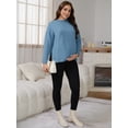 thumbnail image 3 of DARING DIVA Women's Maternity Striped Mock Neck Long Sleeve Sweater S Blue, 3 of 8