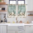 thumbnail image 2 of Teal Coastal Kitchen Curtains Short 45 Inch Length, Vintage Ocean Beach Shell Nautical Grommet Top Bedroom Living Room Curtains, Light Filtering Cafe Curtain Drapes 2 Panels Set 84''x45'', 2 of 9