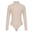 thumbnail image 3 of Women's Turtleneck Long Sleeve Bodysuit Ribbed Knit Slim Fit Stretchy Top Classic Jumpsuit Casual Top Shirt Outfits, 3 of 5