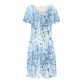 thumbnail image 4 of gljltg Summer Fashion Dress for Women Summer Short Sleeved Crewneck Tee Shirt Dress Casual Floral Print Beach Party Dress with Pockets, 4 of 8