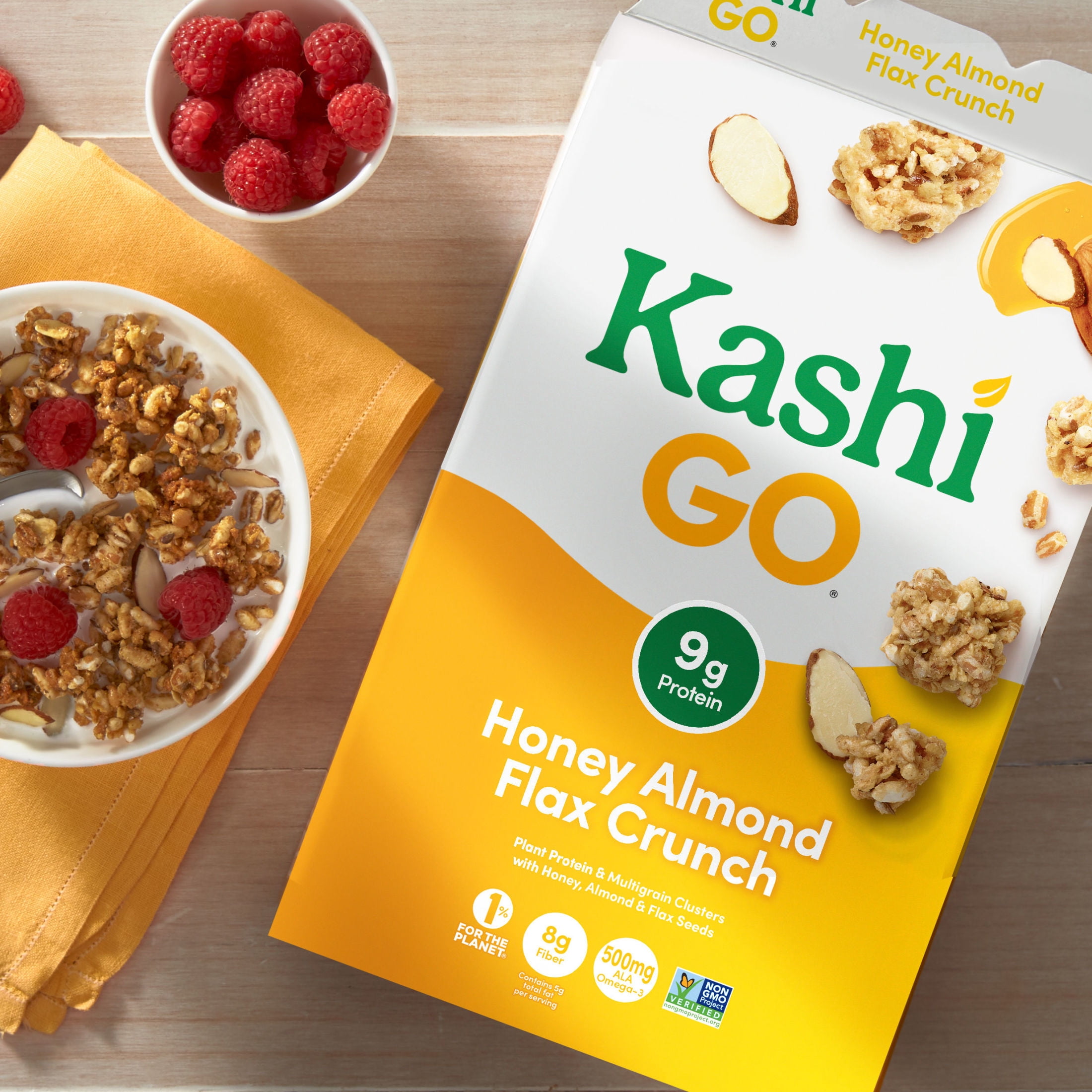 (3 pack) Kashi GO Honey Almond Flax Crunch Breakfast Cereal, Vegetarian Protein, Family Size, 22.2 oz