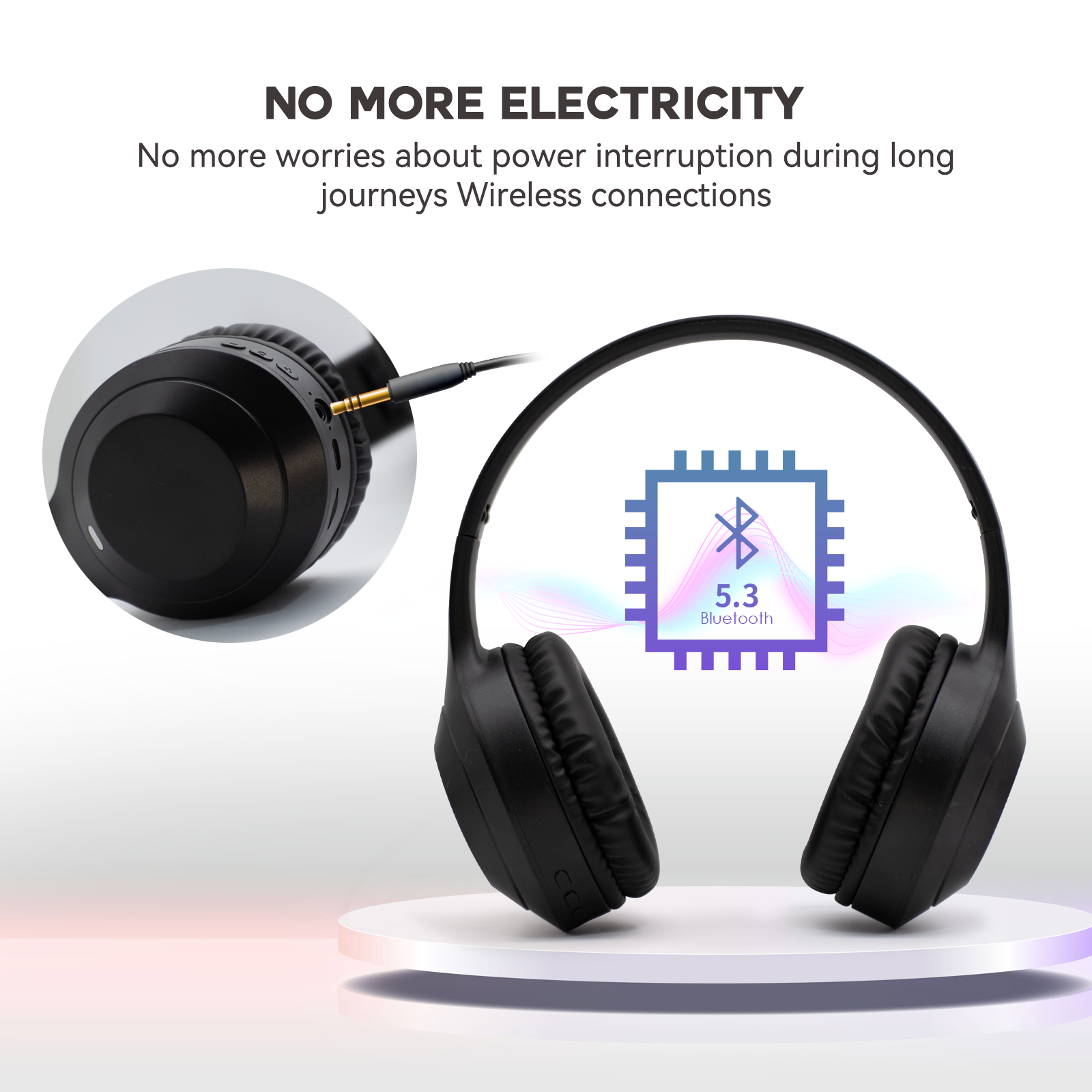Wigach Wireless Bluetooth Over-Ear Headphones, Black photo 2