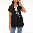 thumbnail image 4 of Blusa de encaje con cuello en V informal para mujer a la moda, camiseta de manga corta, Tops ajustados de verano Fridja  gope4896, 4 of 7
