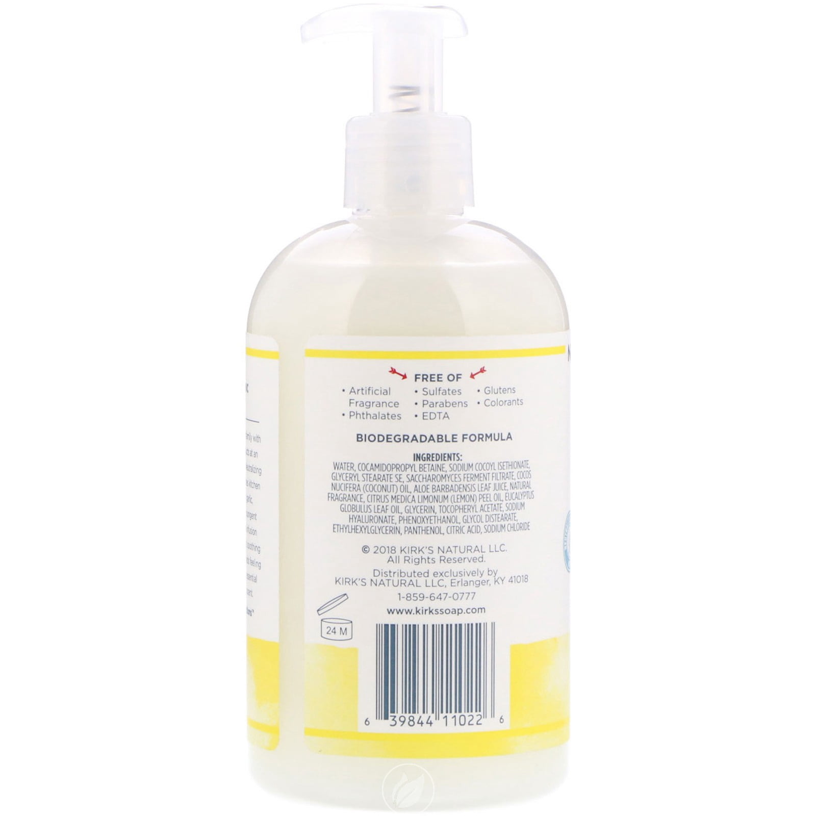 (4 Pack) Kirks Natural Odor Neutralizing Hydrating Hand Soap Lemon Eucalyptus 12 Ounce