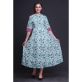 thumbnail image 2 of Bimba Pastel Mint Anarkali Dress Mandarin Collar Sleeveless Kurtis for Women Print Maxi Dress Medium, 2 of 6