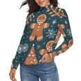 thumbnail image 2 of Ginger Christmas Tree Women's Turtleneck Sweater Long Sleeve Ribbed Fitted Turtle Neck Casual Fall Winter Collection Top M, 2 of 4