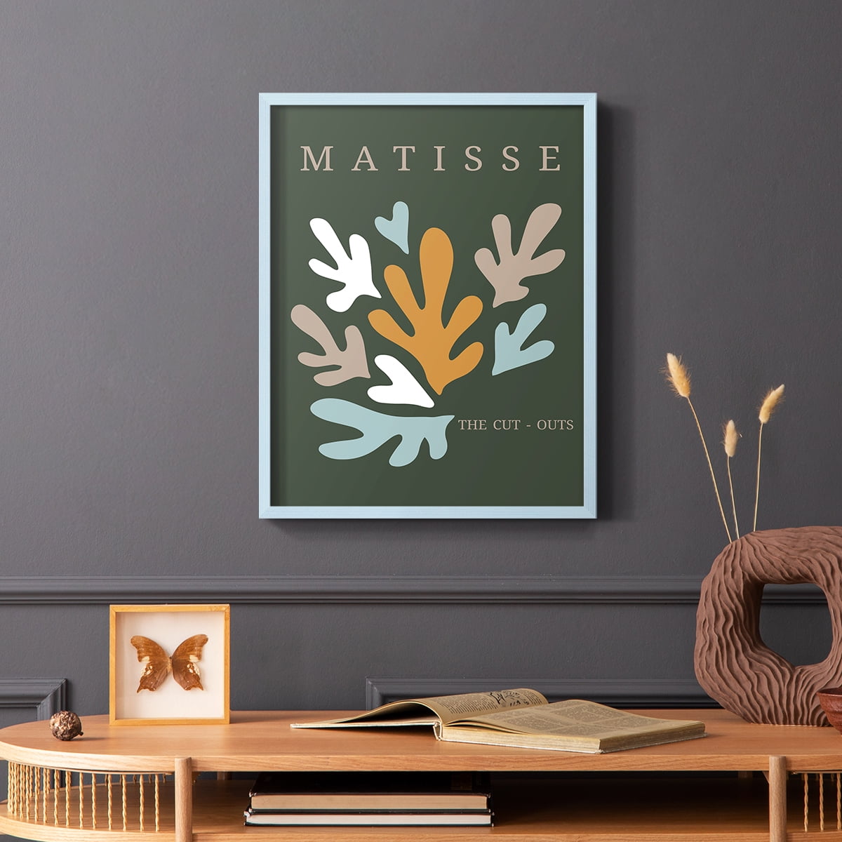 Matisse CDIII in Blue Solid Wood Framed Print No Nail Hanging
