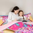 thumbnail image 4 of Erosebridal Ice Cream Baseball Print Twin Comforter Sets 3-Piece For Kids,Boys Sport Theme Personalized Initial L Bedding Set,Pink Reversible, 4 of 6
