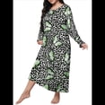 thumbnail image 1 of Camisón de Larga para Mujer, Estampado, Camiseta, Vestido de Dormir Verde XXXL, 1 of 6