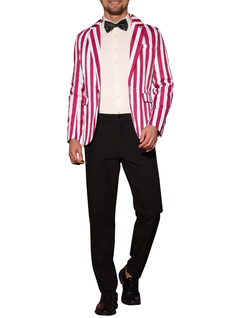 INSPIRE CHIC Men's Suit Striped Single Breasted Slim Fit Casual